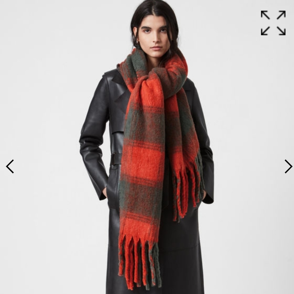 ALL SAINTS -RAVEN Dye Wool Blend Scarf